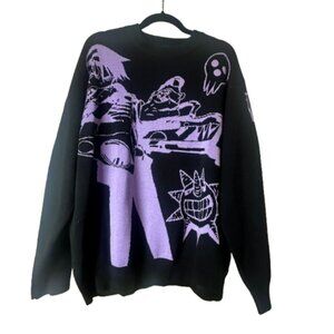 SORA Soul Eater Death the Kid Knit Sweater Purple & Black Size Large or XL